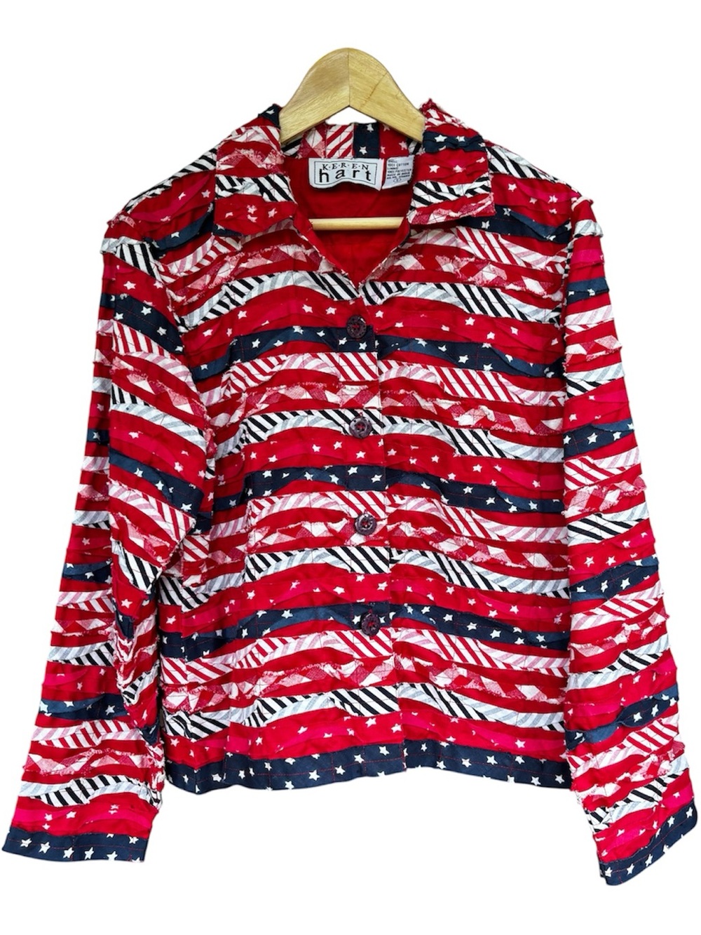 Women’s Size S Shirt Americana Patriotic USA Flag Stars Stripes 4th Of July